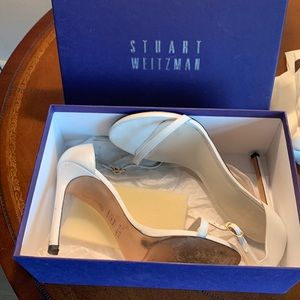 Stuart Weitzman 9.5 white Nappa heel sandal.